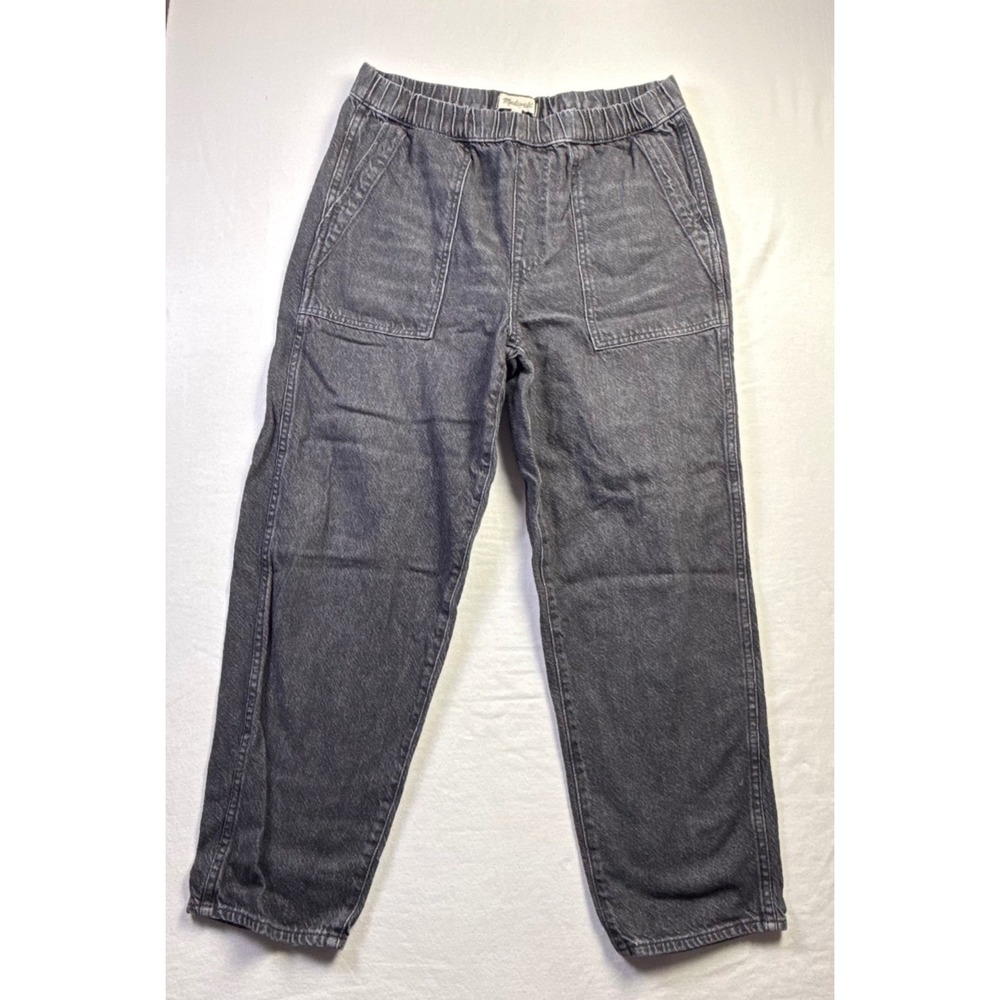 Madewell Pull On Relaxed Tapered Jeans Faded Black Patch Pocket Medium-2747